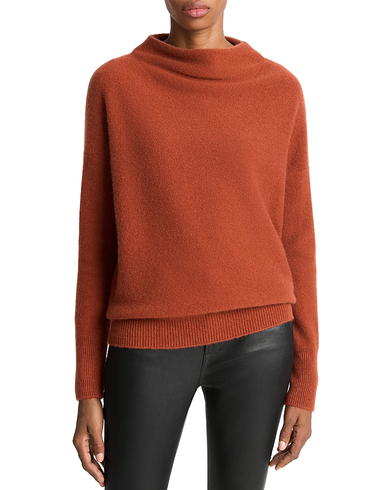 Vince Boiled Cashmere Funnel Neck Sweater In Red