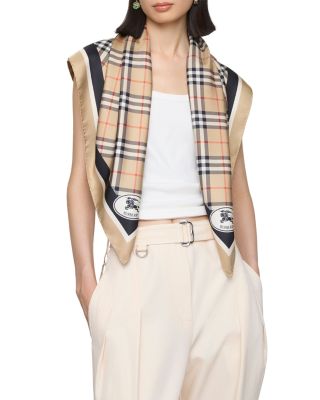 Check Silk Square Scarf