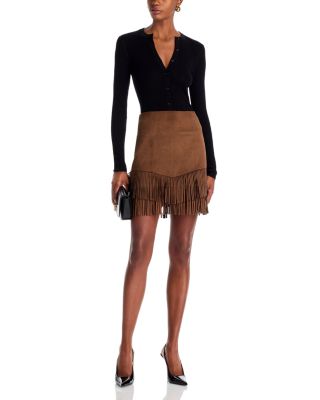 Lyle Faux Suede Fringe Mini Skirt