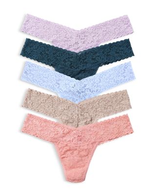 Signature Lace Low Rise Thongs, Set of 5
