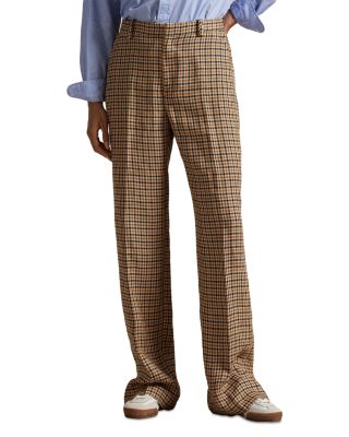 Plaid Linen Wide Leg Pants