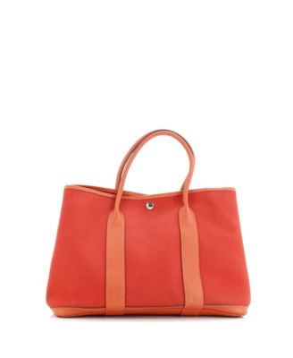 Pre-Owned HERM&Egrave;S 36 Garden Party Tote Toile and Leather