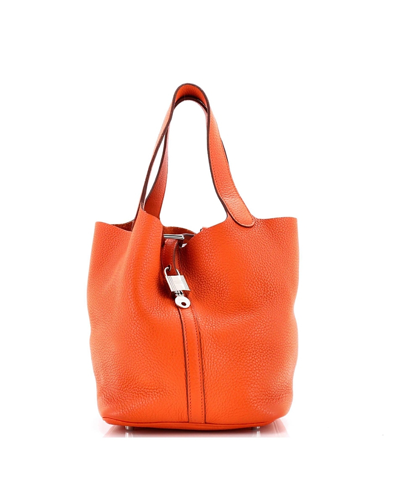 Pre-owned Pre-owned Hermes Hermes Mm Picotin Lock Bag Clemence In Orange