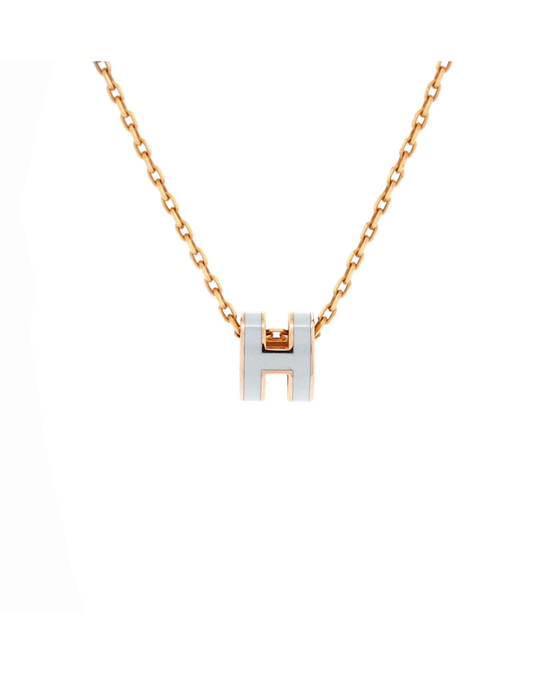 Pre-owned Pre-owned Hermes Hermes Mini Pop H Pendant Chain Necklace Metal And Enamel In Silver