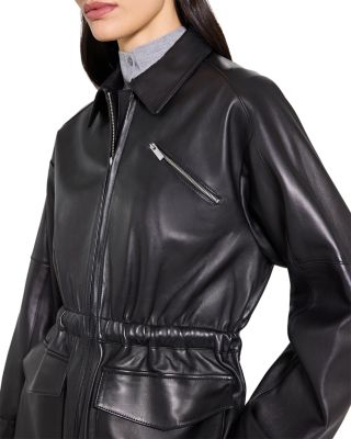 Theory Cinched Zip Up Leather Jacket | Bloomingdale's