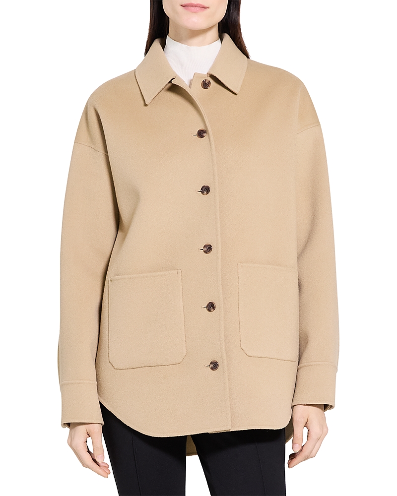 Theory Oversized Wool & Cashmere Shirt Jacket In Neutral
