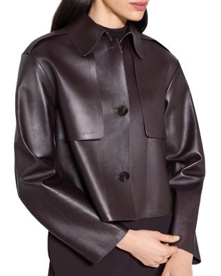Cropped Leather Trench Coat