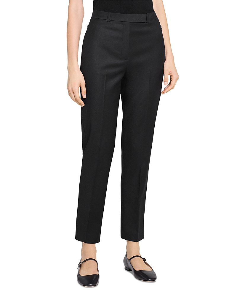 Theory Wool High Waisted Tapered Pants In Black