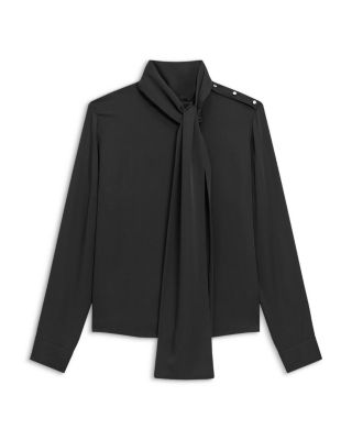 Side Tie Neck Silk Blouse