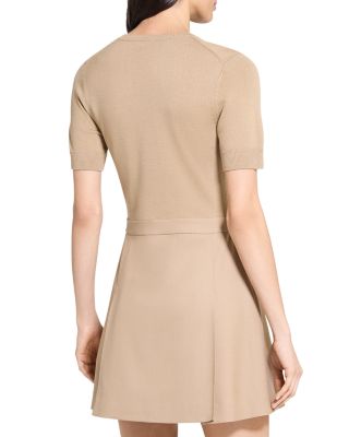 Deep Pleat Combo Mini Dress