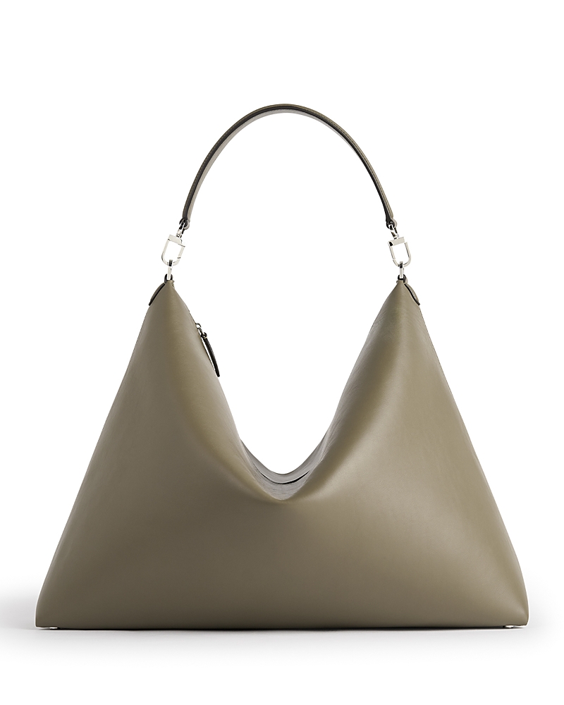 Totême T Lock Leather Satchel In Sand