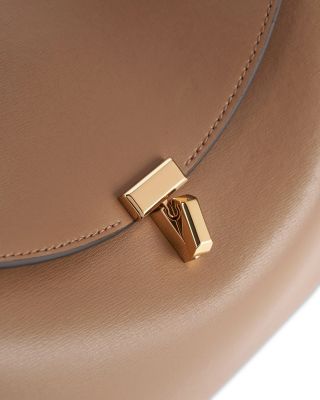 T-Lock Smooth Leather Convertible Top Handle Bag in Camel