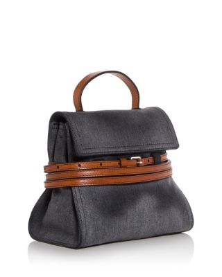 Tie Me Denim Top Handle Bag 