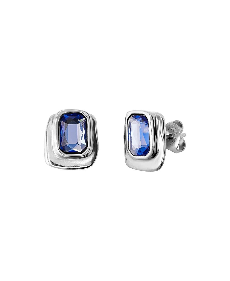 Unode50 Blue Stud Crystal Earrings In Metallic