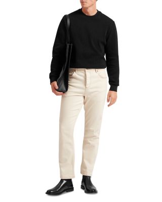 Elates Herringbone Textured Cotton Crewneck Sweatshirt