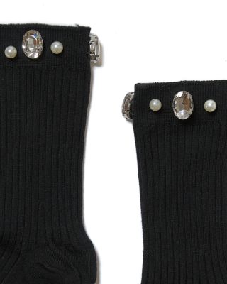 Crystal Ribbed Crew Socks 