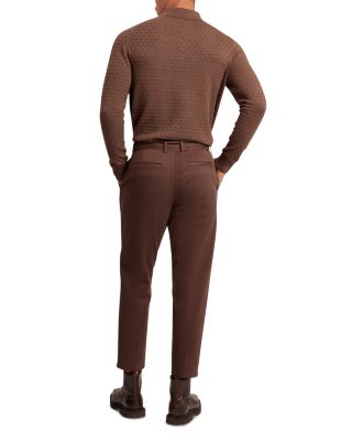 Gaten Long Sleeve Textured Stitch Polo