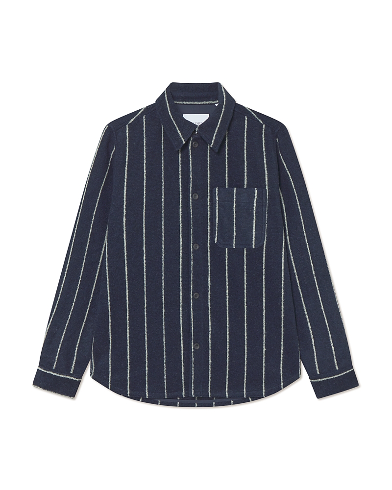 Les Deux Lennon Pinstripe Shirt Jacket In Blue
