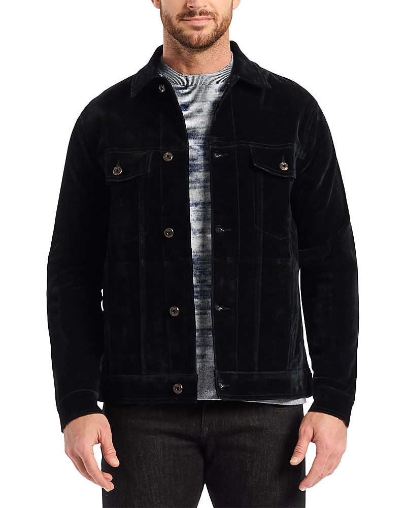 Robert Graham Celestial Velvet Trucker Jacket In Black