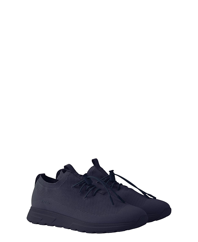 Prada Prax Stretch Knit Sneakers In Blue