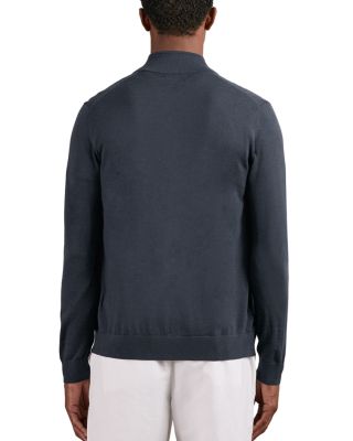 Hampshire Long Sleeved Merino Wool Zip Through Funnel Neck Shirt