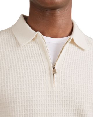 Hamilton Long Sleeved Half Zip Square Textured Wool Polo Shirt
