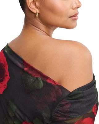 Mesh Ruched Asymmetric Top