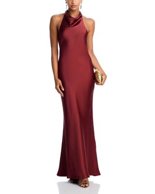 Charmeuse Halter Neck Long Dress - Exclusive