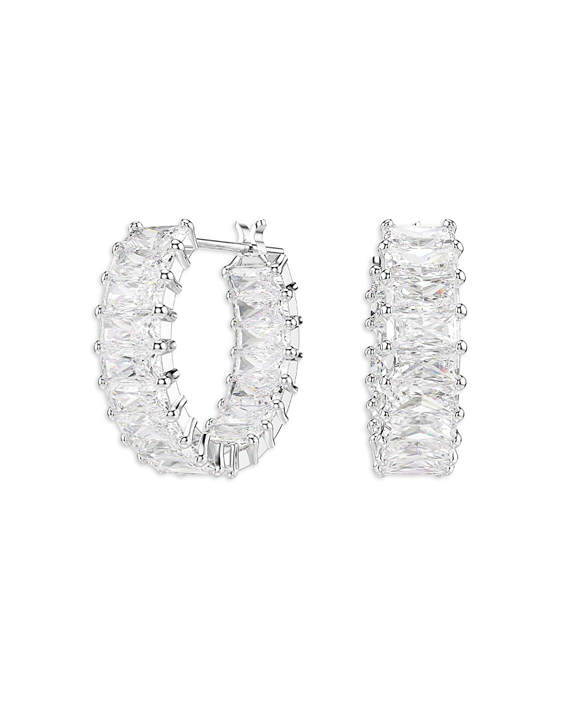 Swarovski Matrix Rhodium Plated Hoop Earrings In Metallic