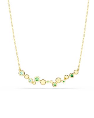 Constella White & Green Crystal Collar Necklace, 14.87"-18.87"