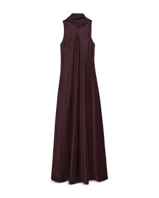 Satin Cape Maxi Dress