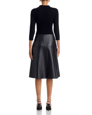 Collared Faux Leather Dress 