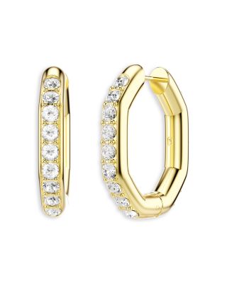 Dextera Pav&eacute; Crystal Geometric Hoop Earrings