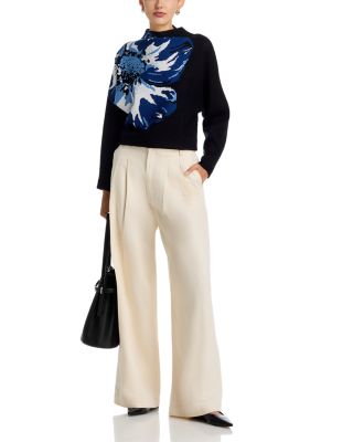 Funnel Neck Floral Print Sweater