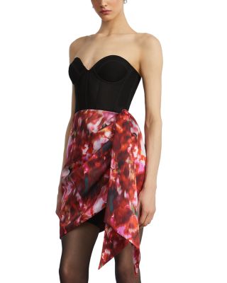 Mixed Media Wrap Mini Dress