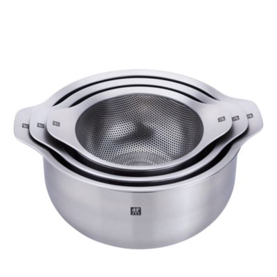 6 Piece Stainless Steel Nesting Bowls and Table Strainers Set