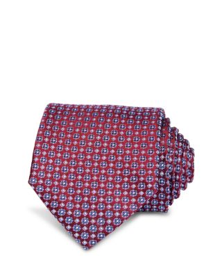 Geo Floral Print Silk Neck Tie - Exclusive