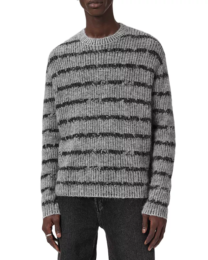Allsaints Dissolved Striped Crewneck Sweater
