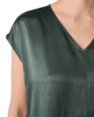 Satin V Neck Cap Sleeve Midi Dress