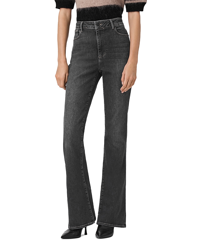 Allsaints Maisie High Rise Flared Jeans In Washed Grey In Gray