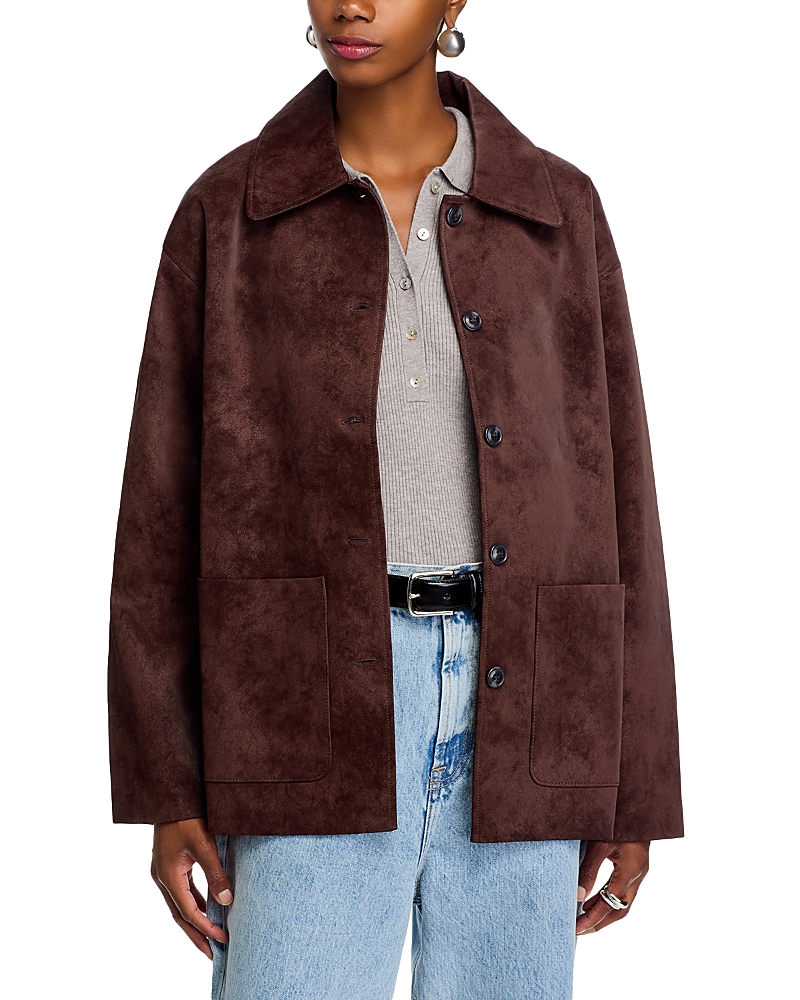 Wayf Rita Faux Suede Jacket In Brown