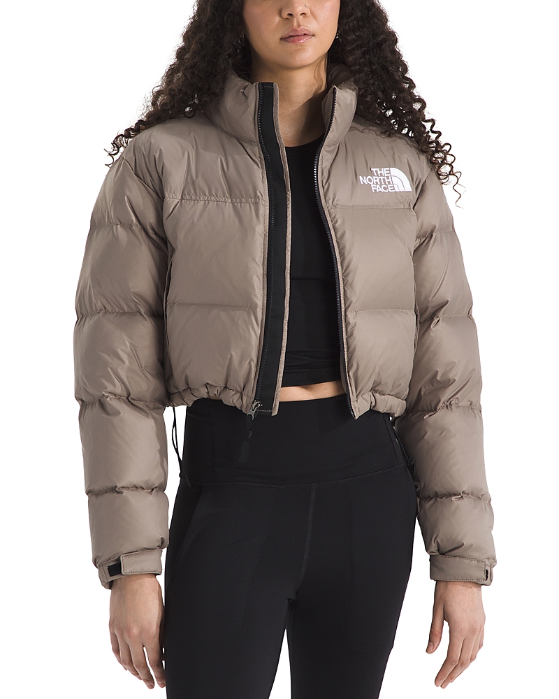 The North Face Nuptse Cropped Jacket In Brown