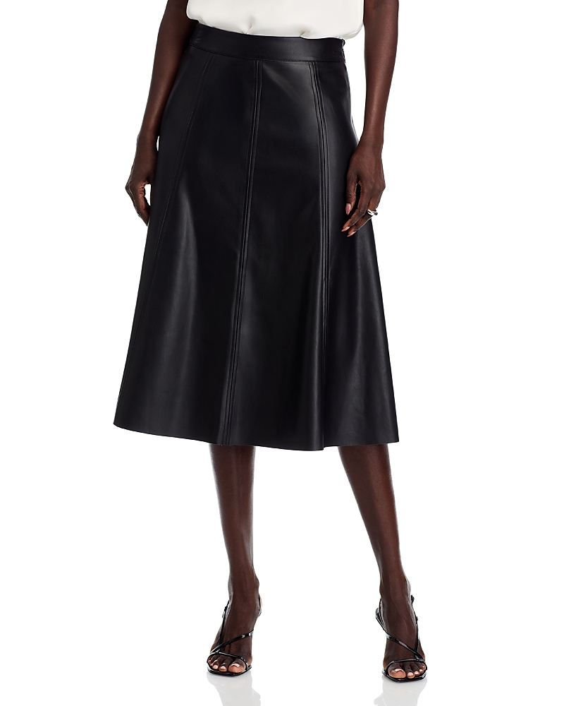T Tahari Faux Leather Midi Skirt In Black