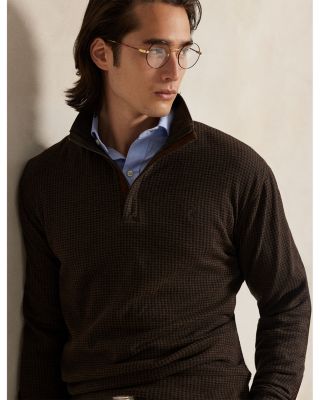 Houndstooth Luxury Jersey Quarter Zip Pullover