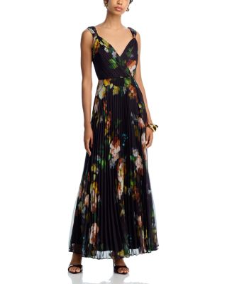 Pleated Floral Sleeveless Guest of Maxi Dress - Exclusive