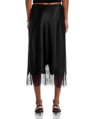 Lace Trim Satin Midi Slip - Exclusive 