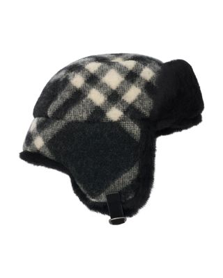 Check Wool Trapper Hat