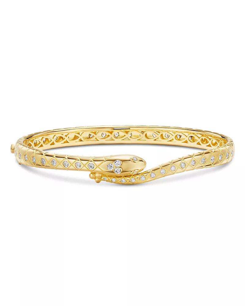 Temple St. Clair 18K Yellow Gold Fj Diamond Delphi Serpent Bangle Bracelet