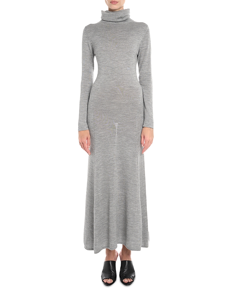 Tove Suzette Wool And Silk-blend Turtleneck Midi Dress In Gray