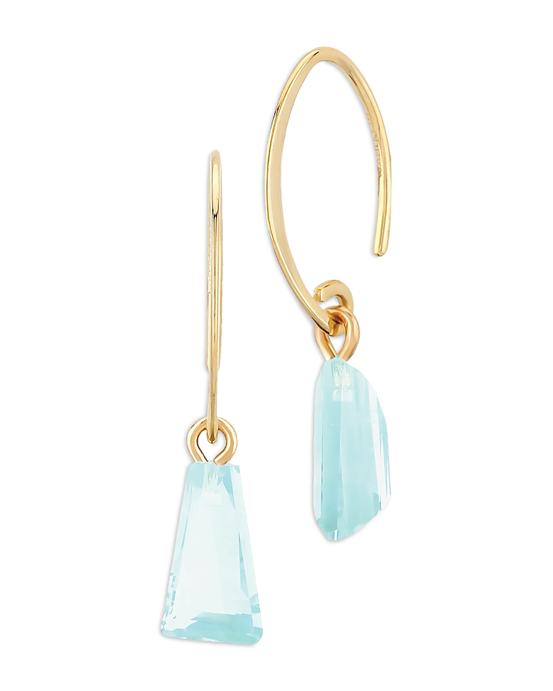 Bloomingdale's Fine Collection Blue Topaz Trapezoid Sweep Threader Earrings In 14k Yellow Gold In Blue
